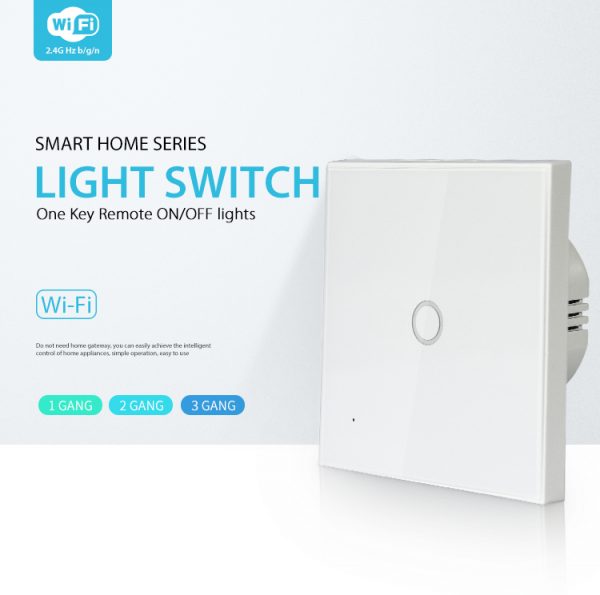 Công tắc cảm ứng âm tường Wifi thông minh Tuya hình vuông 1 nút NAS-SC03W-1