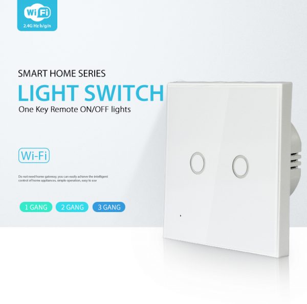 Công tắc cảm ứng âm tường Wifi thông minh Tuya hình vuông 2 nút NAS-SC03W-2