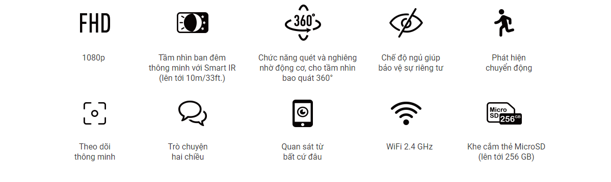 Camera Wifi trong nhà EZVIZ C6N 2MP, Quay Quét 360 Độ, Đàm Thoại 2 Chiều