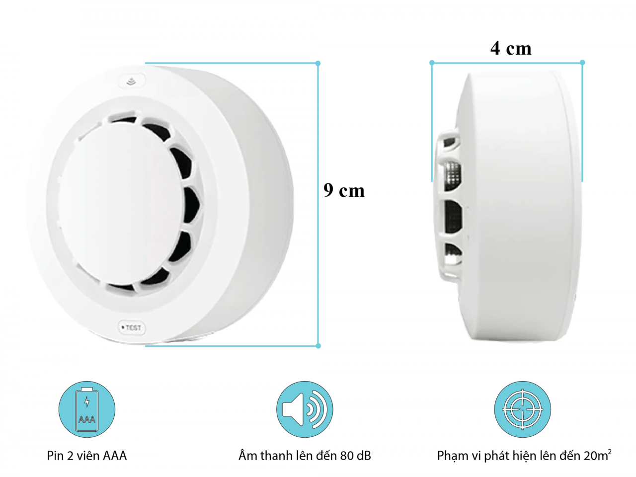 Đầu Báo Khói Báo Động An Ninh Wifi Tuya WK1
